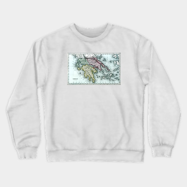 1835 Map of Greece Crewneck Sweatshirt by historicimage